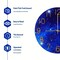 12-Inch Blue Glass Galaxy Wall Clock for Bedroom, Living Room, Office – Frameless Silent Battery Operated Round Clock with Tempered Glass (Requires 1x AA Battery)